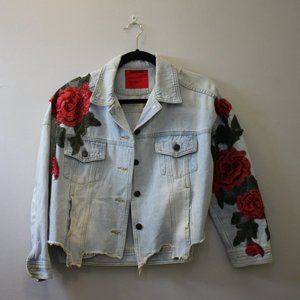 Emory Park Denim Jacket with Floral Patches